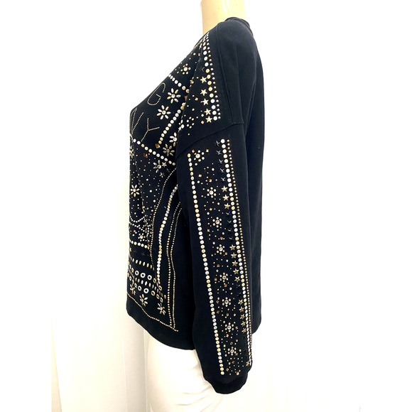 Opening Ceremony 2002 Studded Logo Sweatshirt Jumper Gold Silver Long Sleeve S - Picture 7 of 13